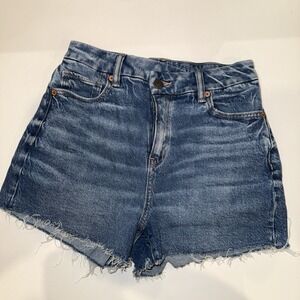 American Eagle Shorts Women's Size 2 Blue Denim Mid Rise Raw Hem Festival Cutoff